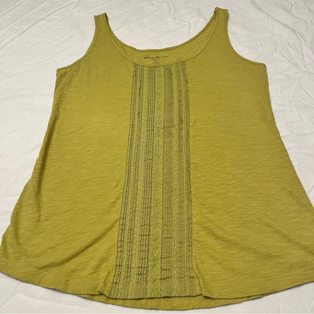 Maurices Chartreuse Tank Top with Lace Detail